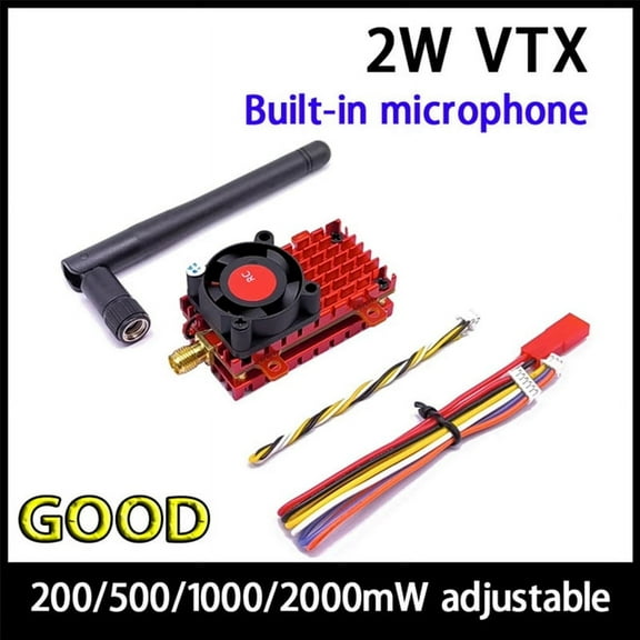5.8G 48CH 2W FPV VTX Built-in Mic 200MW/500MW/1000MW/2000MW DC7-32V for Long Range RC Drone