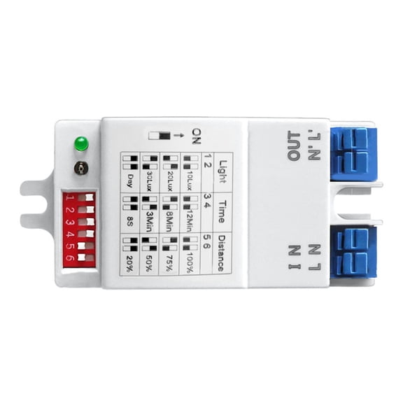 5.8GHz Microwave Sensor Switch with Adjustable Light Sensitivity and Delay Time, AC220V Flame Retardant ABS Detection Module for 360 Degree Coverage in Home Security Systems