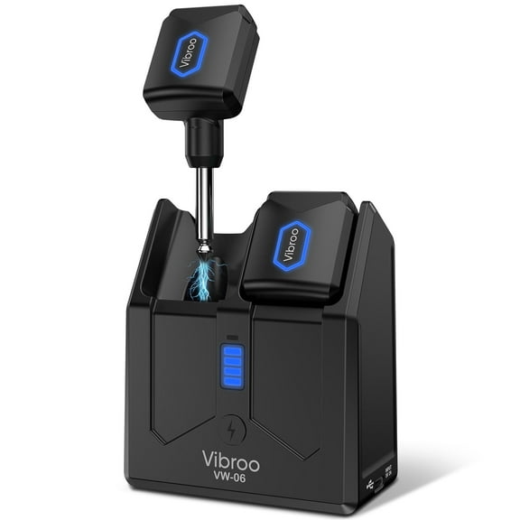 5.8Ghz Wireless Guitar System, Charging Case Included, Wireless Transmitter and Receiver with 4 Channels for Guitars Bass and Other Electric Instruments