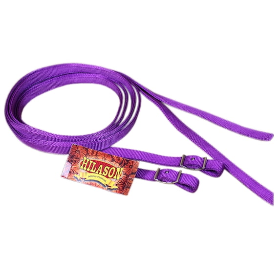 5/8In X 7Ft Hilason Purple Nylon Horse Spilt Contest Rein Tack Nickel Plated