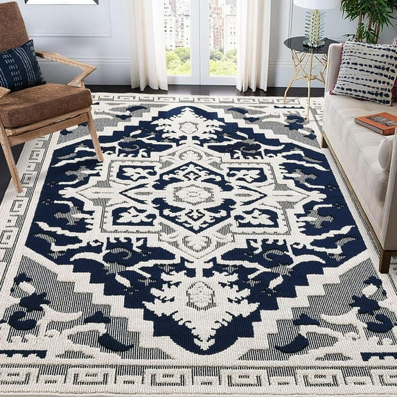 5*8ft Area Rug, Vintage Textured Accent Rug, Non Slip Low Pile Washable Rug, Non-Shedding Carpet, Oriental Floral Rugs for Living Room, Bedroom Decor Door Mat for Kitchen, Bedside, Bathroom