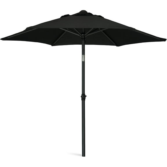 5.8ft Patio Umbrella Outdoor Table Umbrellas with Push Button Tilt, UPF50+ Premium Steel Pole and Ribs for Deck, Lawn, Garden, Backyard & Pool (Black)