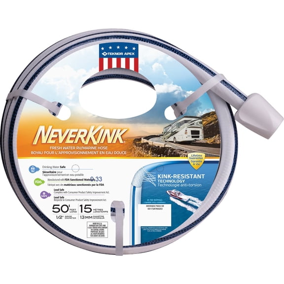 Swan Products, Llc Formerly Colorite Plastics / Div Of Tekni Swan Products Marine Camper Hose - 50 Ft Length, 5/8 In Diameter, White