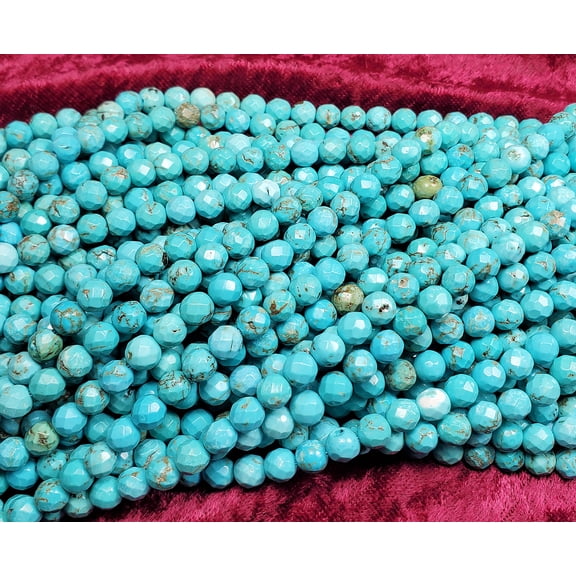 5.8mm Light Blue Howlite Turquoise Faceted Round Beads ForJewelry Making