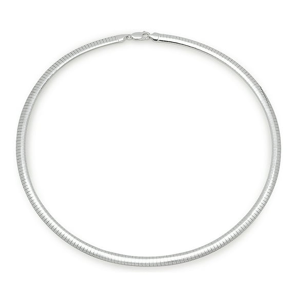 5.8mm Oxidized .925 Sterling Silver Silver Flat Omega Chain Necklace, 24 inches