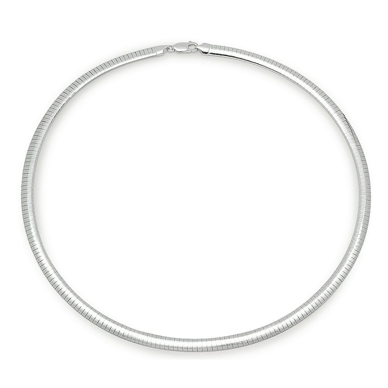 5.8mm Solid .925 Sterling Silver Flat Omega Chain Necklace 20 inches Walmart