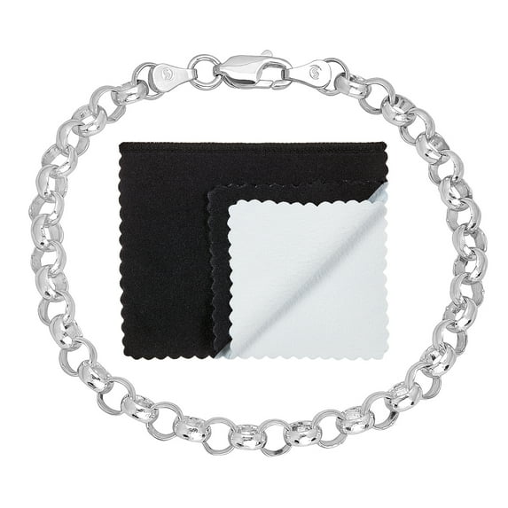 5.8mm Solid .925 Sterling Silver Round Rolo Chain Bracelet, 8 inches