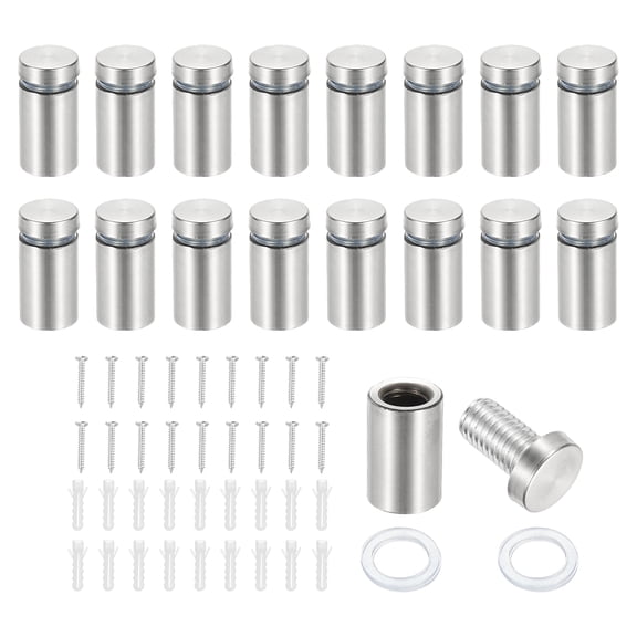 5/8x1.2" Standoff Screws, 16 Pack Stainless Steel Stand Off Wall Mounts Wall Sign Mounting Hardware Advertising Standoff Nail for Hanging Acrylic Signs Picture Frame, Silver