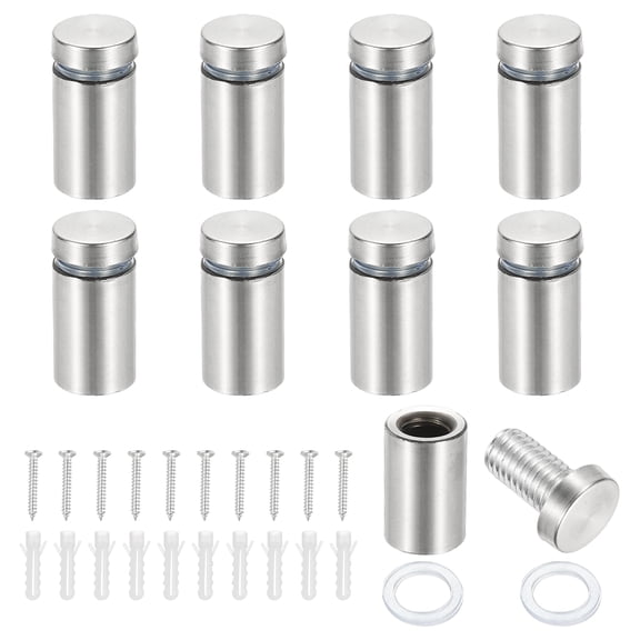 5/8x1.2" Standoff Screws, 8 Pack Stainless Steel Stand Off Wall Mounts Wall Sign Mounting Hardware Advertising Standoff Nail for Hanging Acrylic Signs Picture Frame, Silver