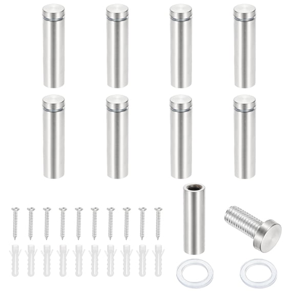 5/8x2.4" Standoff Screws, 8 Pack Stainless Steel Stand Off Wall Mounts Wall Sign Mounting Hardware Advertising Standoff Nail for Hanging Acrylic Signs Picture Frame, Silver