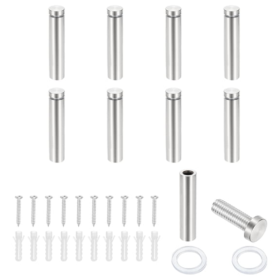 5/8x2.8" Standoff Screws, 8 Pack Stainless Steel Stand Off Wall Mounts Wall Sign Mounting Hardware Advertising Standoff Nail for Hanging Acrylic Signs Picture Frame, Silver