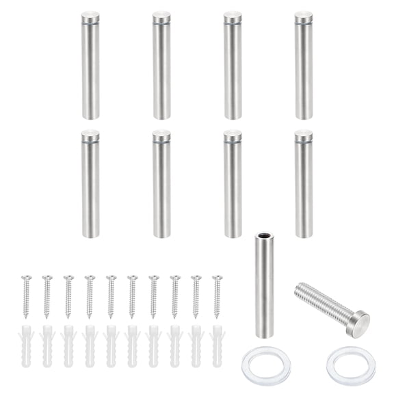 5/8x3.9" Standoff Screws, 8 Pack Stainless Steel Stand Off Wall Mounts Wall Sign Mounting Hardware Advertising Standoff Nail for Hanging Acrylic Signs Picture Frame, Silver