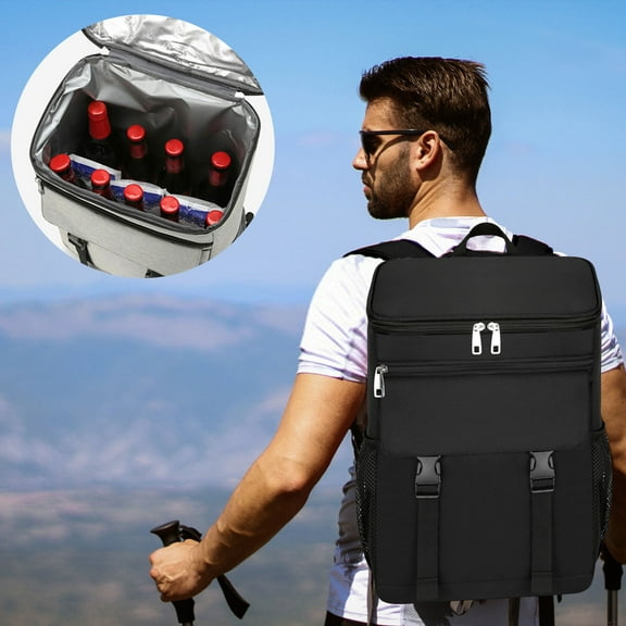 5.9*11.8*17.3 Inch Camping Cooler Backpack 30 Cans, Soft Backpack Coolers Insulated Leak Proof Travel Cooler Bag Waterproof Lunch Picnic Beach Work Trip Thermal Bag Drink Beverage Beer Bag Cooler