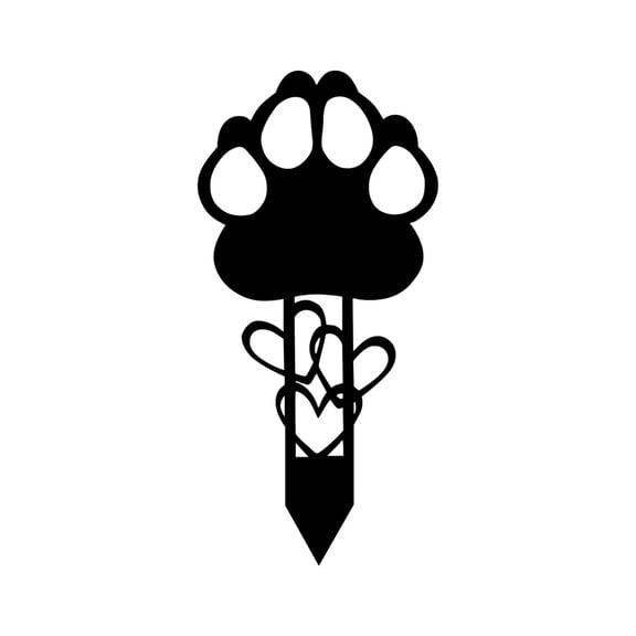 5.9*11.8 Inch Memorial Pet Grave Markers Metal Pet Memorial Stake Paw Print Sympathy Grave Plaque Stake Dog Cat Cemetery Decoration Decor for Dog Outdoors Yard Garden Remembrance