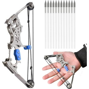 5.9"/6"/9.5"/10.2" Mini Compound Bow and Arrow Set with 8/12 Arrows Mini Archery Bow Set Stainless Steel Mini Hunting Bow RH/LH for Target Shooting Practice Archery Fun