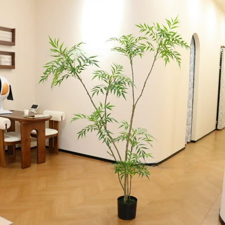 5.9' Artificial Mahonia Fortunei Plant, Fake Artificial Tree with Pot, Faux Mahonia Fortunei Tree Potted Plant For Home Office Living Room Indoor Housewarming Decor