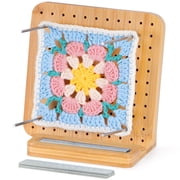 Lifewit 5.9" Crochet Blocking Board with 10 Pegs, Bamboo Granny Square Blocking Board for Knitting and Crochet Projects,