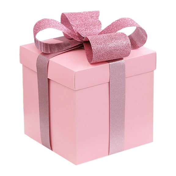 5.9" DIY Square Gift Boxes with Lids, Ribbons, Birthday Gift Boxes - 1 Pcs (Pink), Wedding, Anniversaries, Mother's Day, Party Favor Boxes