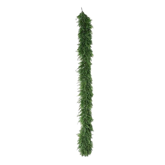 5.9 FT Juniper Christmas Garland - Real Touch Artificial Pine Greenery Garland for Mantle, Wall, Wedding, and Indoor Outdoor Holiday Decor with Faux Olives and Cedar Tips
