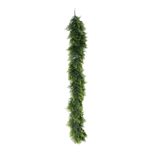 5.9 FT Juniper Christmas Garland - Real Touch Artificial Pine Greenery Garland for Mantle, Wall, Wedding, and Indoor Outdoor Holiday Decor with Faux Olives and Cedar Tips