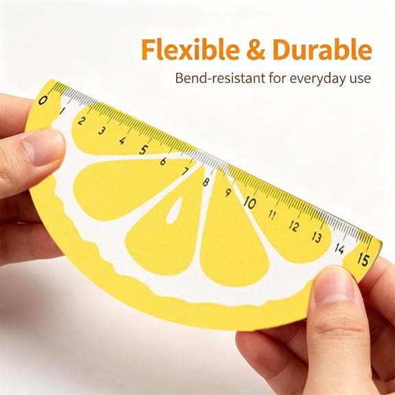 5.9" Fruit-Shaped Wooden Ruler, 15cm Measuring Ruler with Smooth Edge for Sch'ool, Classroom & Arts, Lemon Design, by Lvgun