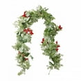 thumbnail image 1 of 5.9 Ft Christmas Holly Berry Vine Garland, 1 PCS Artificial Greenery with Green Leaves and Red Berries, Bendable Greenery Garland for Indoor Outdoor Xmas Holiday Decorations, 1 of 7