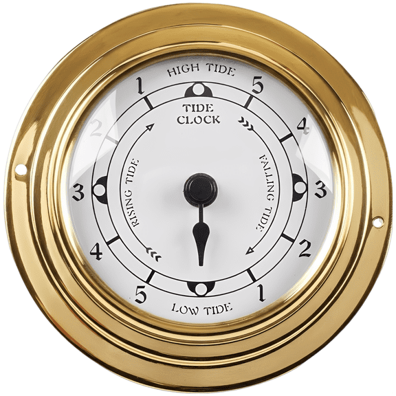 5.9 In Golden Tide Clock, Nautical Wall Mount Gauge for Accurate Tide Prediction, Visible Dial, Coastal Home Boating Fishing Decor, Distinctive Marine Gift
