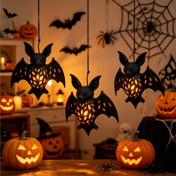 5.9 Inch Bat Pendant Lampshade, Black Plastic Halloween Light Cover, Soft Diffusing Eye-Friendly Glow, Spooky Party Wall Decoration For Indoor Living Room Porch, Durable Festive Lighting Accessory