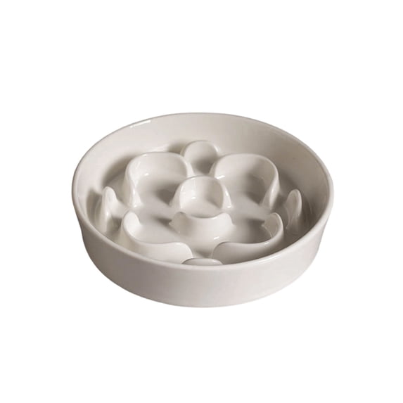 5.9 Inch Ceramic Slow Feeder Pet Bowls, Heavy Weighted Blue Bloom Food Dish for Small to Medium Dogs, Non- Microwave Safe Pottery Maze for Fast Eaters, for Home or Travel Use, 1Pcs