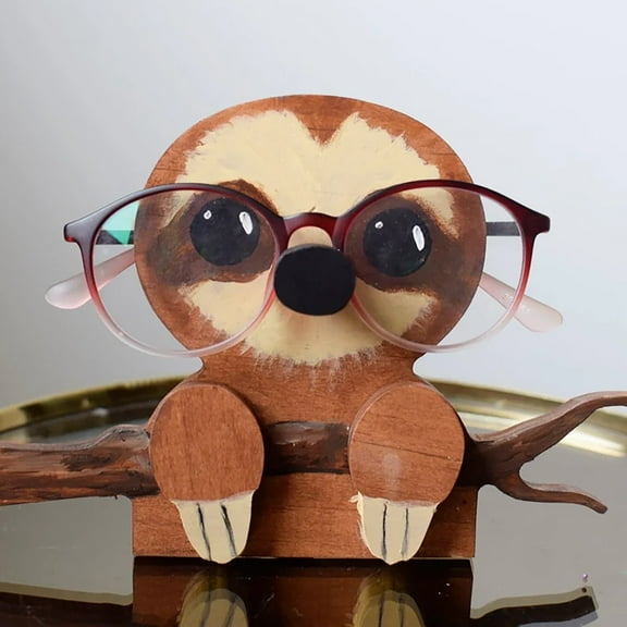 5.9 Inch Creative Animal Glasses Holder Display Stand 3D Mole Eyeglass Stand Mole Shaped Spectacles Holder Creative Handmade Wood Carved Sunglasses Rack for Shelf Home Office Desktop Décor Gift(B)