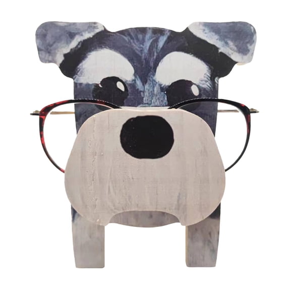 5.9 Inch Creative Animal Glasses Holder Display Stand 3D Scottish Terrier Dog Eyeglass Stand Spectacles Holder Creative Handmade Wood Carved Sunglasses Rack for Shelf Office Desktop Décor Gift(E)