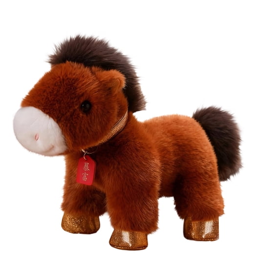 5.9 Inch Cute Stuffed Horse Plush Toy, Soft PP Cotton Filled Lucky Pony Plush with "Get Rich" Tag, Safe Plush Gift for Boys Girls