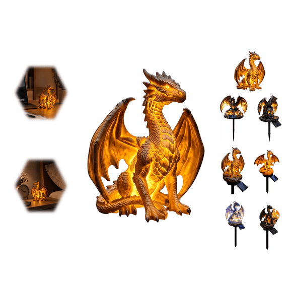 5.9 Inch Dragon Legacy Golden Ember Table Light, 2026 New Resin Dragon Decorative Ambient Halloween Lights, Fantasy Gift For Dragon Collectors, Enthusiasts Office Indoor Halloween Decor