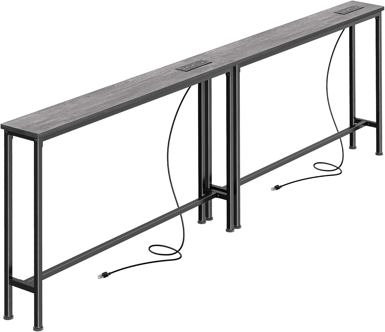 5.9 Inch Narrow Console Table with Outlet, Sofa Table Set of 2, Total ...
