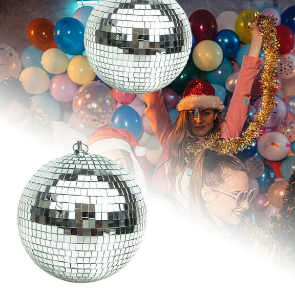 5.9 Inch Silver Disco Spotlight - Glass Material, 360° Rotation, Hanging Ring, Ideal for Holiday/Wedding/Party Decor