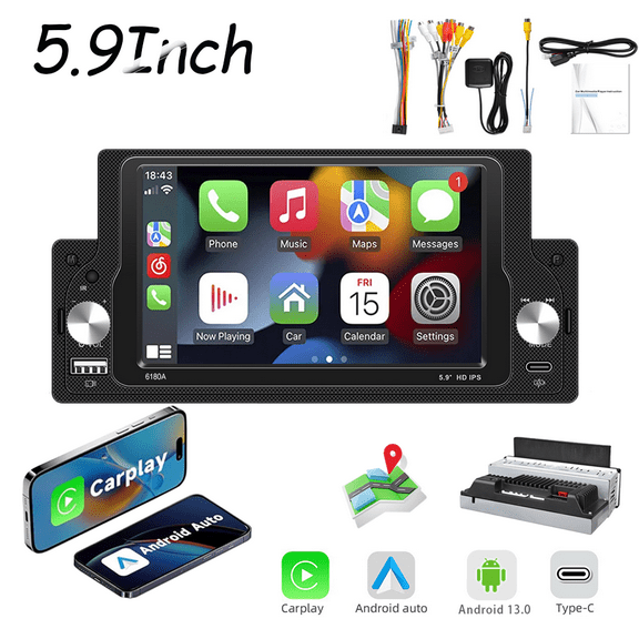 5.9 Inch Single 1Din Car Radio Stereo Touch Screen Mirror Link FM Bluetooth WIFi