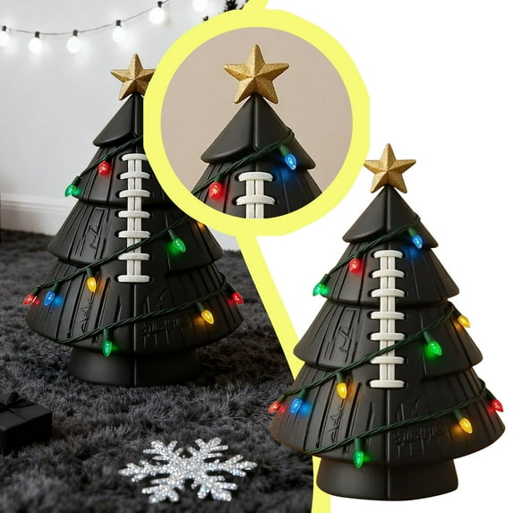 5.9 Inch Sports Theme Christmas Tree, LED Football Basketball Baseball Tree, Colorful Christmas Tree Decor, Personalized Christmas Gift for Sports Fans and Enthusiasts