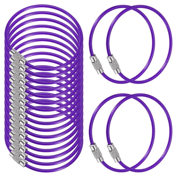 Large Keyring Loop 5.9 Inch Stainless Steel Wire Keychain Cable Key Ring Loop, Purple, 20 ...