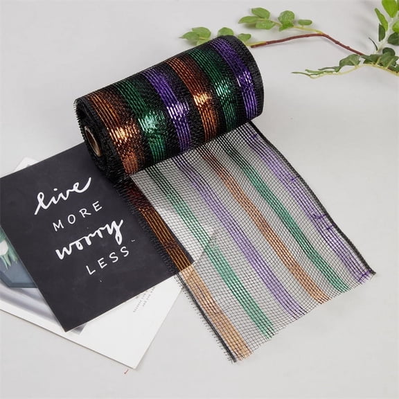 5.9 Inch x 30 Feet Decor Mesh Ribbon with Metallic Foil, Deco Mesh Wreath Supplies Ribbon Mesh Roll for Spring Wreaths, Swags, Craft, Party Decoration