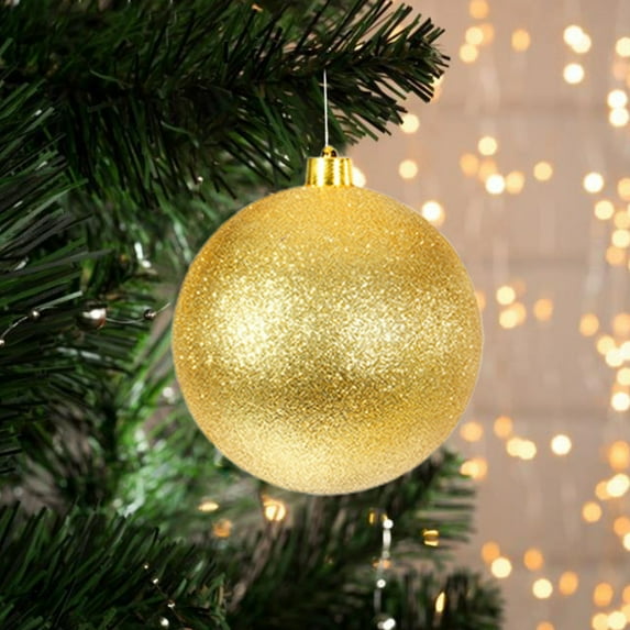 5.9" Large Christmas Balls Ornaments, Solid Color Glitter Christmas Ball Hanging Decorations, Shatterproof Plastic Oversized Ball Pendants for Xmas Tree Party Holiday Indoor Decor