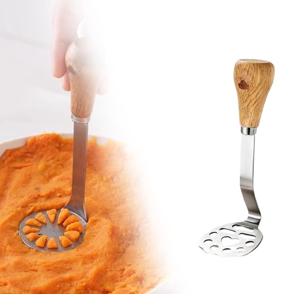 5.9" Mini Potato Masher,Avocado Masher with Wood Non Slip Handle Stainless Steel Masher Kitchen Tool