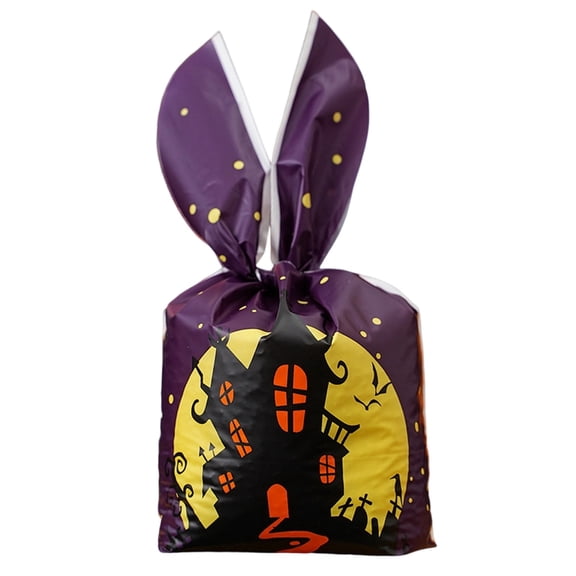 5.9 in. 50 Pcs Halloween Spooky Pumpkin Bags — Orange Patterns with Eerie Shadows, Halloween Decorations for Snack Tables, Dessert Stations & Halloween Party Setups — perfect for spooky home setups