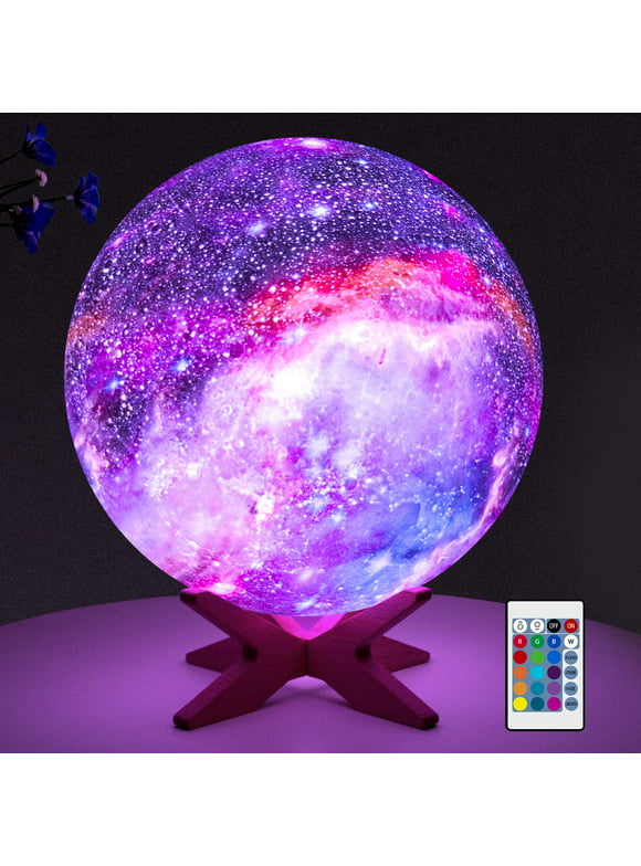5.9 inch 16 Colors Moon Lamp Lava Lamp Night Lights for Kids Room Galaxy Mood Light 3D Moon Light for Room Decorate/Bedroom Gift for Kids/Boys/Girls/Teen/Women/Adults Birthday Christmas