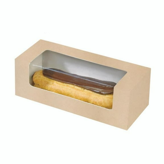 5.9 x 2.36 x 1.96 in. White Cardboard Pastry Box with PLA Window - 250 Piece