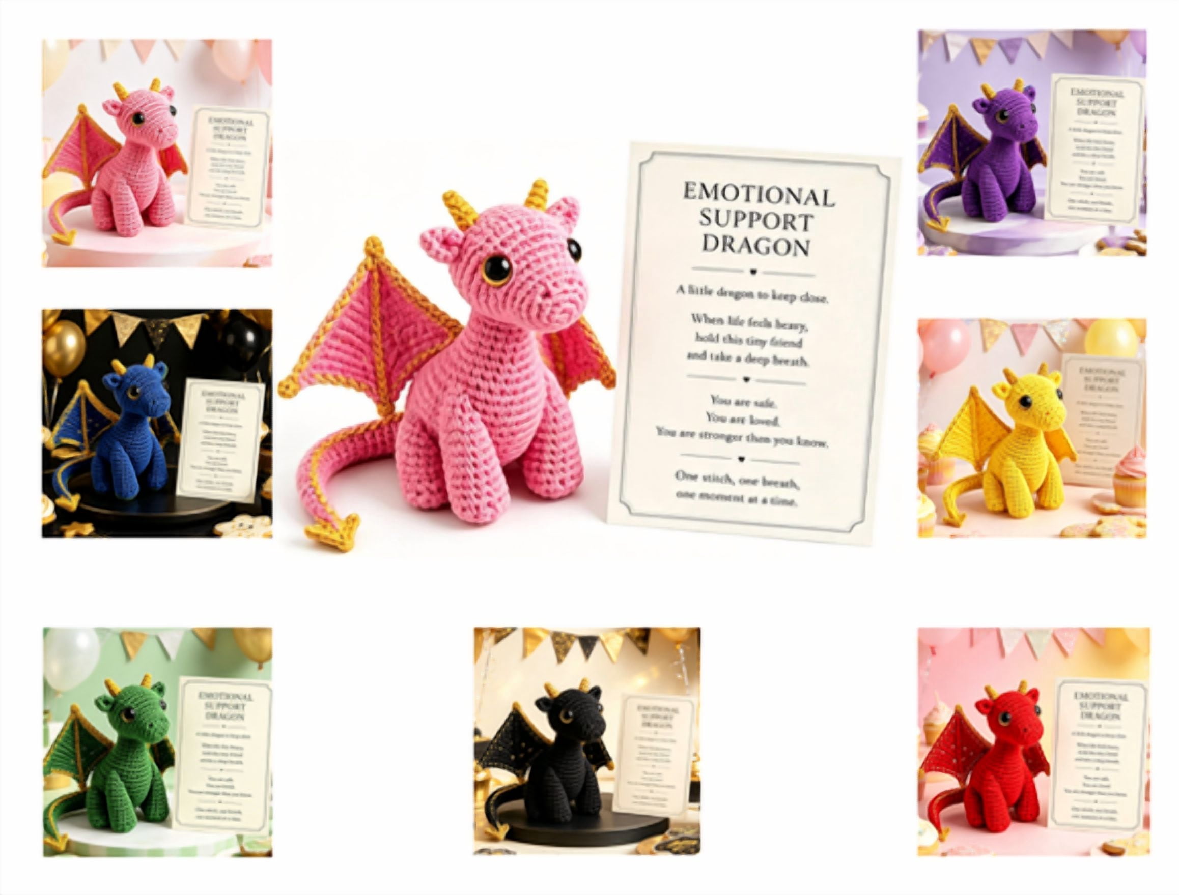 5.9 x 3.1Inch Emotional Support Dragon Comfort Pocket Buddy, Artisan ...