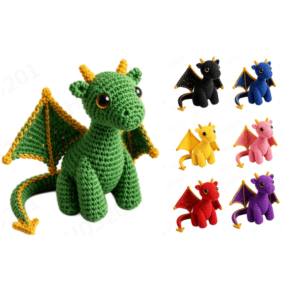 5.9 x 3.1Inch Handmade Crochet Emotional Support Dragon Pocket Buddy, Knitted Dragon Plush with Inspirational Encouragement Card, Anxiety Relief Desk Decor, Warm Fantasy Comfort Gift