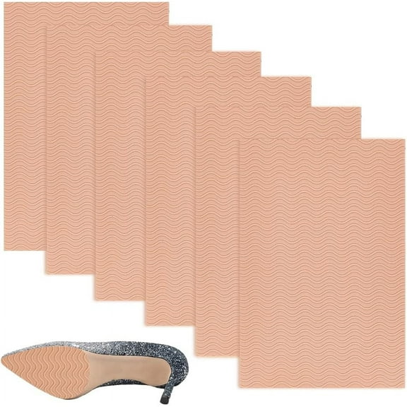 5.9 x 3.9 Inch Shoe Sole Protectors Anti-Slip Shoe Grip Sticker Brown Self-Adhesive Sole Cover Protectors Slip Resistant Shoe Sole Cover Noise Reduction Rubber Sole for Women High Heels