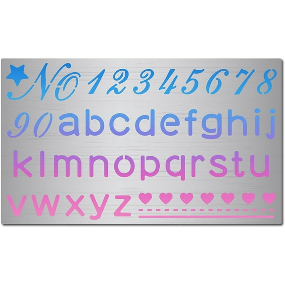 5.9"x3.5" Inch Metal Journal Stencil Lettering Stencil Stainless Steel English Font Alphabet Number Template for DIY Engraving Painting Wall Cloth Wood Scrapbooking Decor Gray DIY