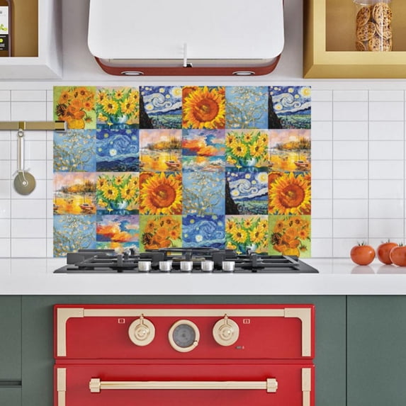 5.9"x5.9"24pcs Multicolor Heat Resistant Peel and Stick Tile Splashback,Premium Backsplash Peel and Stick Tile for Kitchen Bathroom Stick Subway Tiles