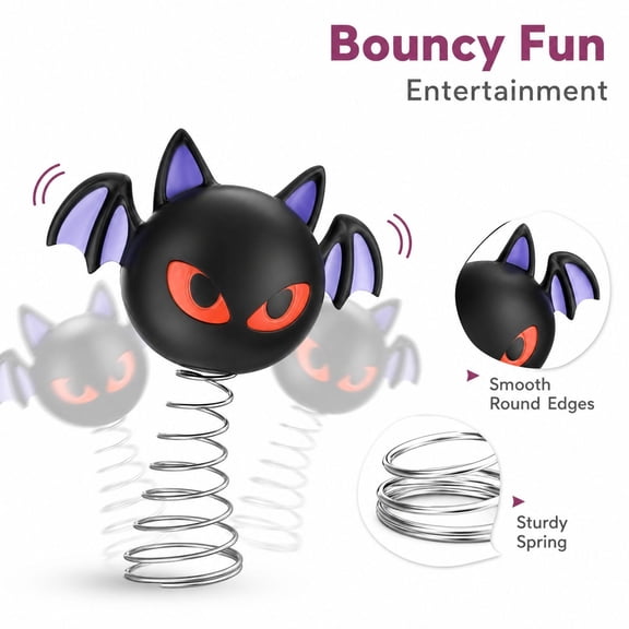 5.91 Inch Mini Bat Halloween Tree Topper, Bat Halloween Ornament with Spring Base, Tabletop Display for Haunted House & Indoor Party Decor